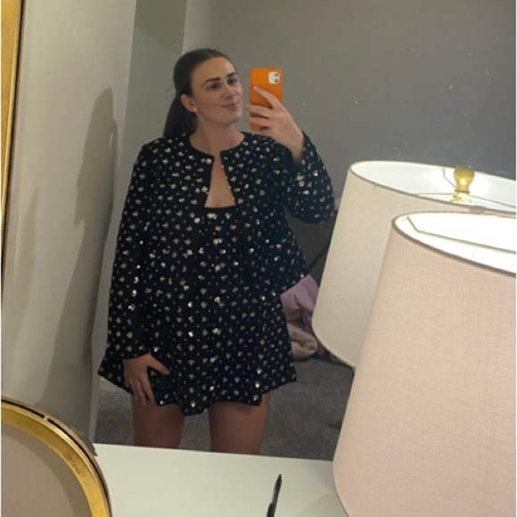 GUIZO Shiloh Sequin Tweed Black Jacket XXL - Picture 1 of 13